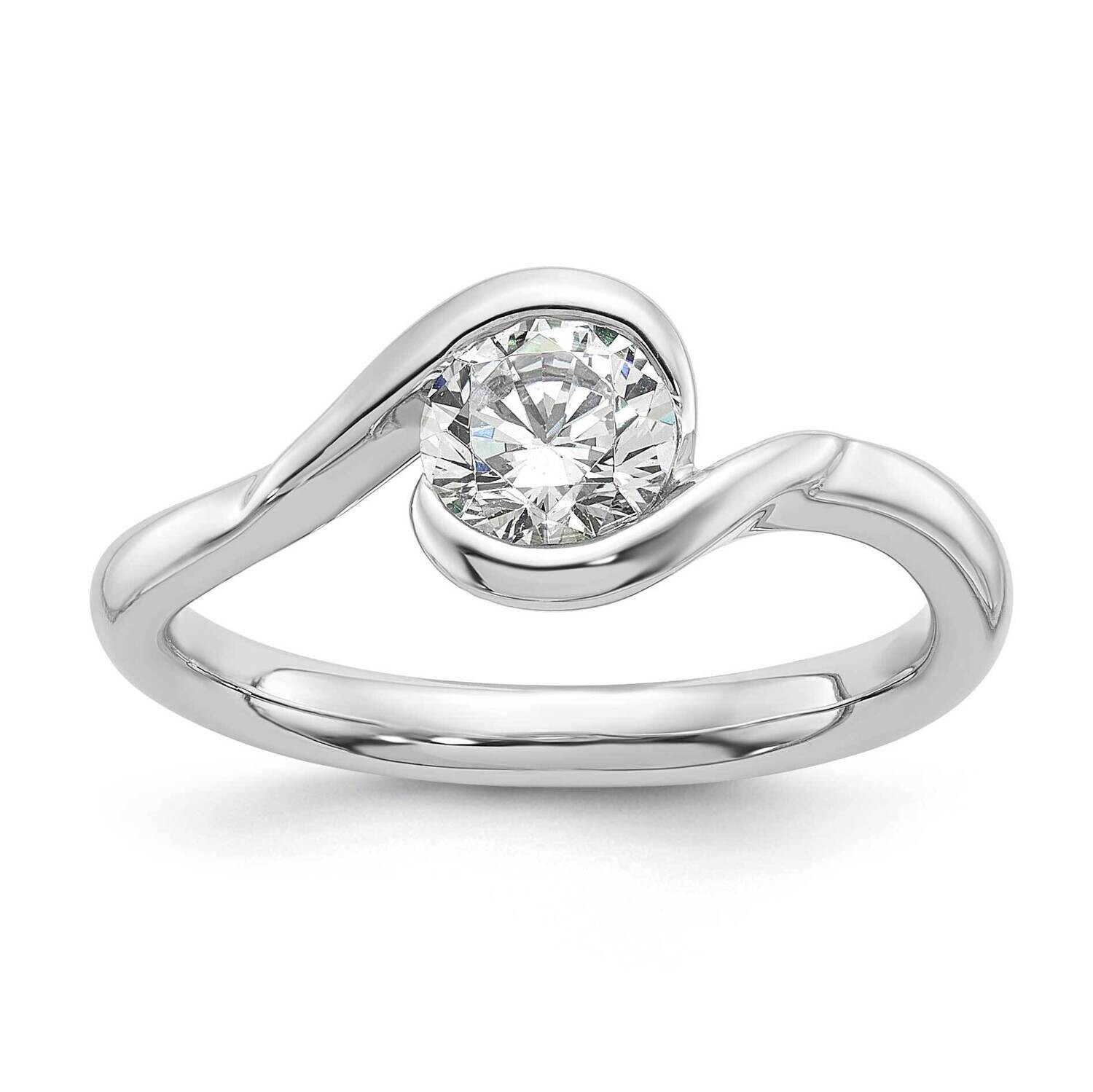 3/4 Carat 5.80 mm Half-Bezel Bypass Round Solitaire Engagement Ring Mounting 14k White Gold RM1955E-075-W
