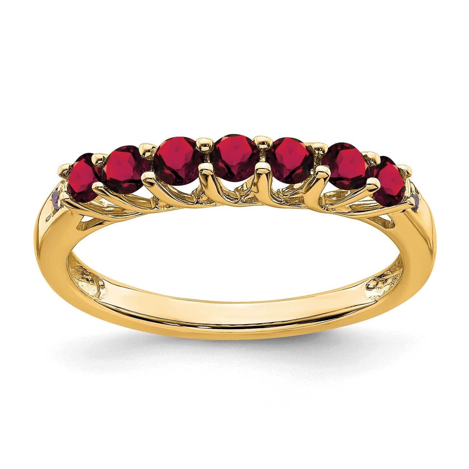 Created Ruby Diamond 7-Stone Ring 10k Gold RM7411-CRU-001-1YA, MPN: RM7411-CRU-001-1YA, 191101662508