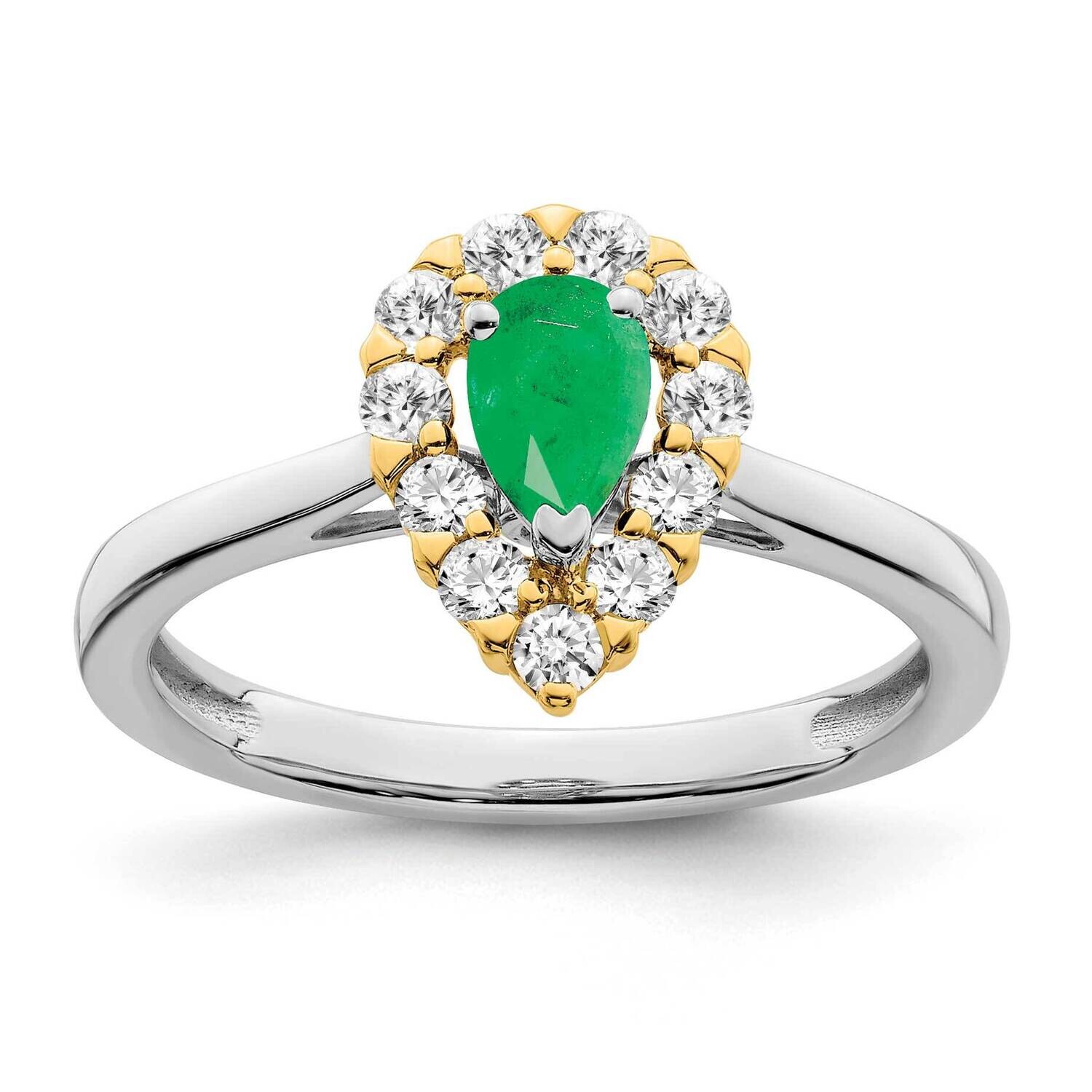 Emerald Diamond Ring 14k Two-Tone Gold RM6991-EM-040-WYA, MPN: RM6991-EM-040-WYA, 191101815089