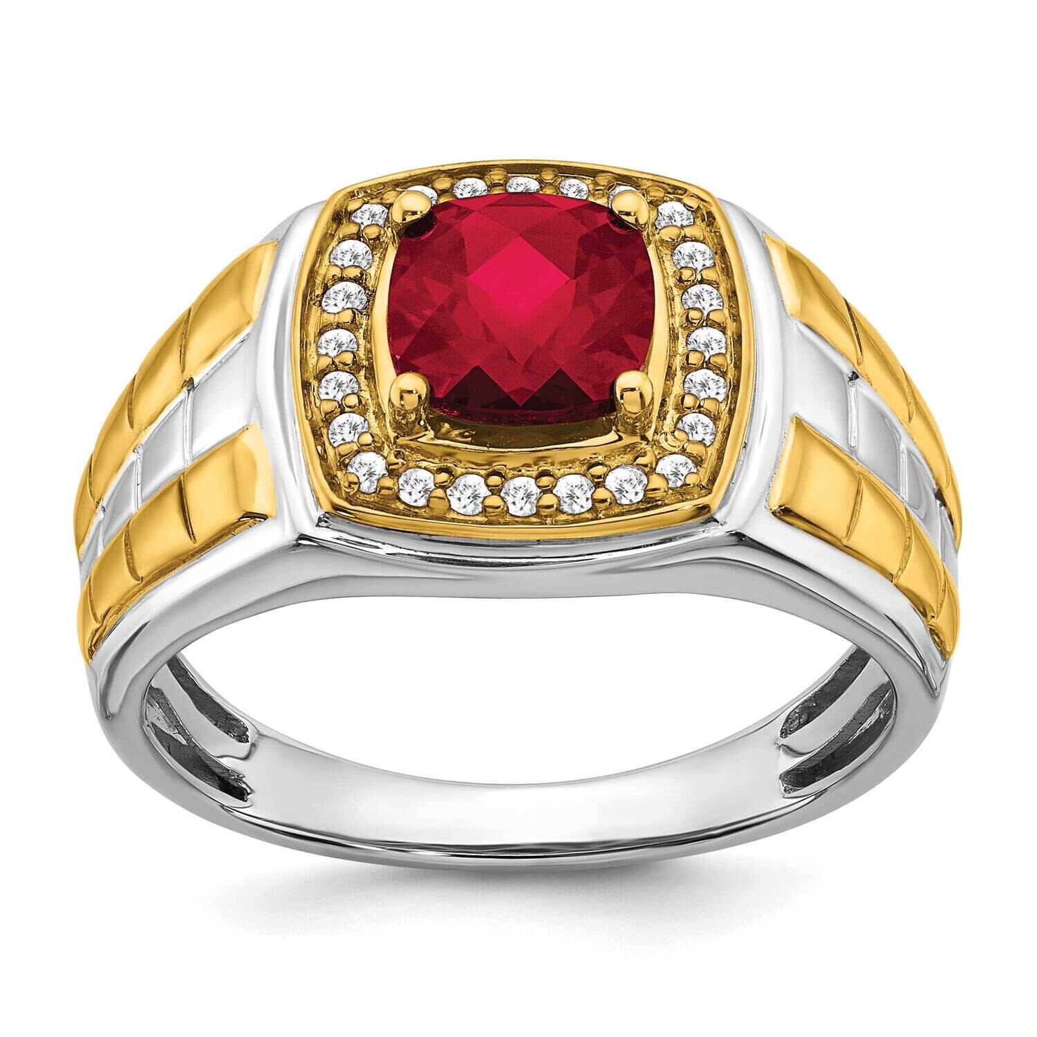 Created Ruby Diamond Mens Ring 14k Two-Tone Gold RM7469-CRU-019-WYA, MPN: RM7469-CRU-019-WYA, 19690…