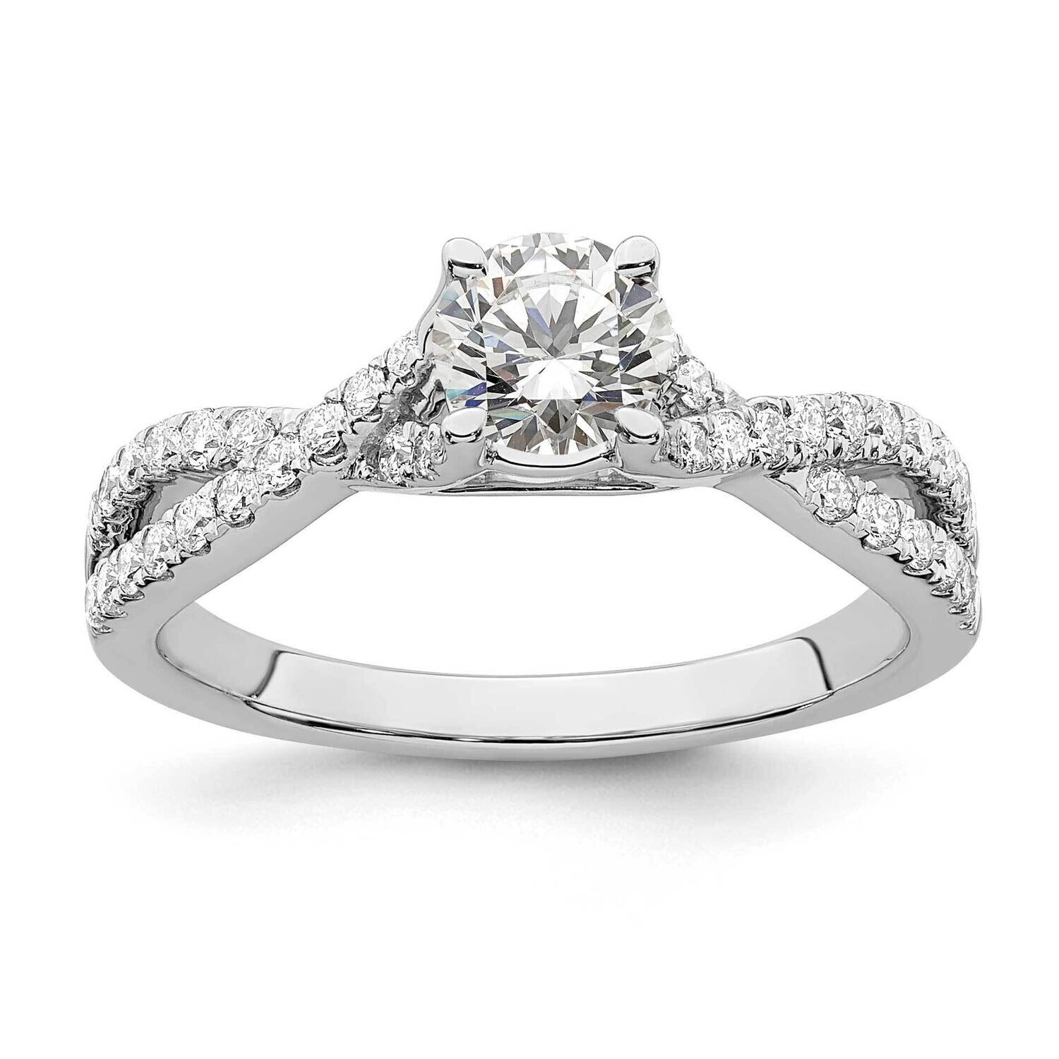 True Origin 1/3 Carat Diamond Vs/Si D E F Semi Mount Round By-Pass Engagement Ring 14k White Gold R…