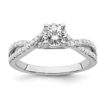 True Origin 1/3 Carat Diamond Vs/Si D E F Semi Mount Round By-Pass Engagement Ring 14k White Gold R…