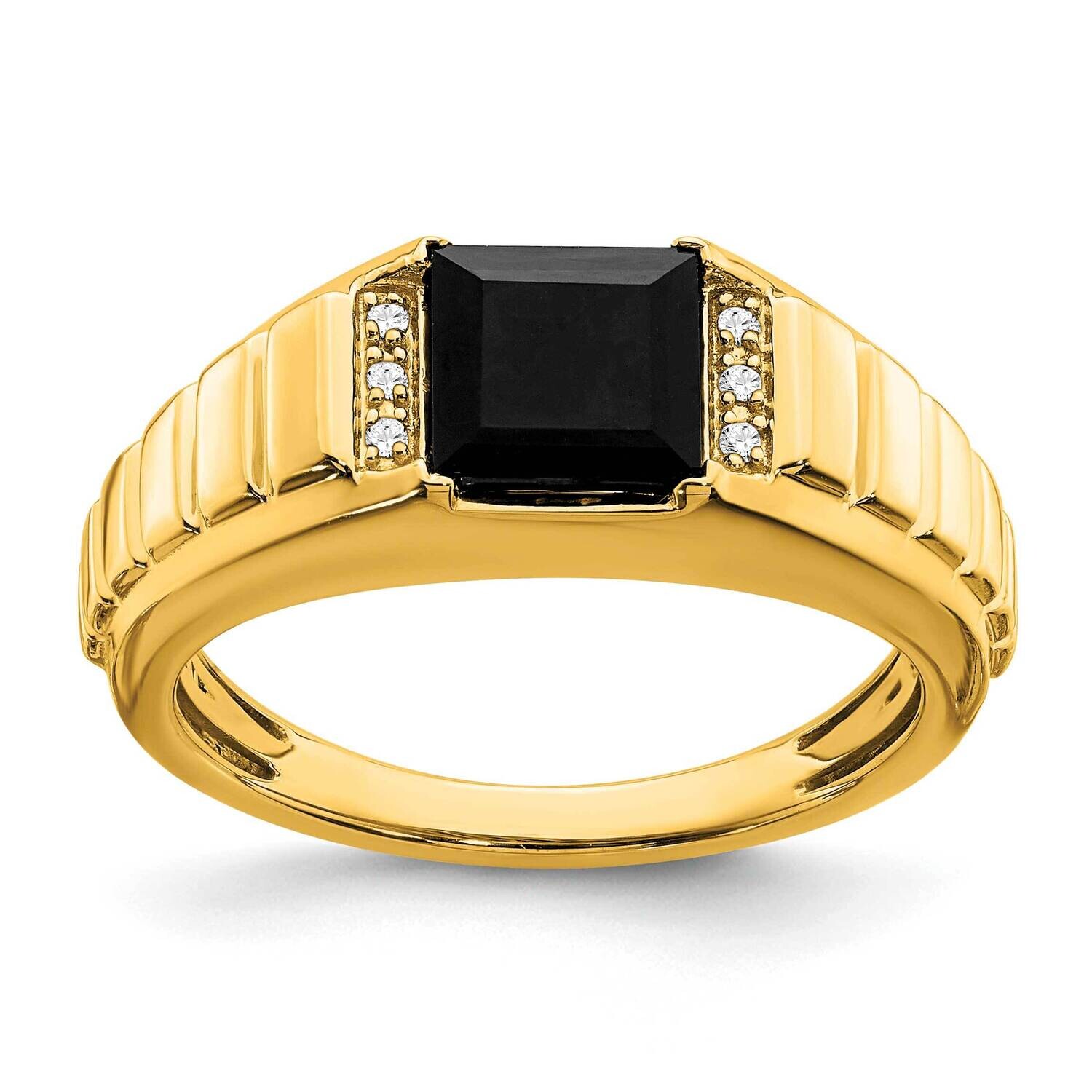 Square Onyx Diamond Mens Ring 14k Gold RM7482-OX-004-YA