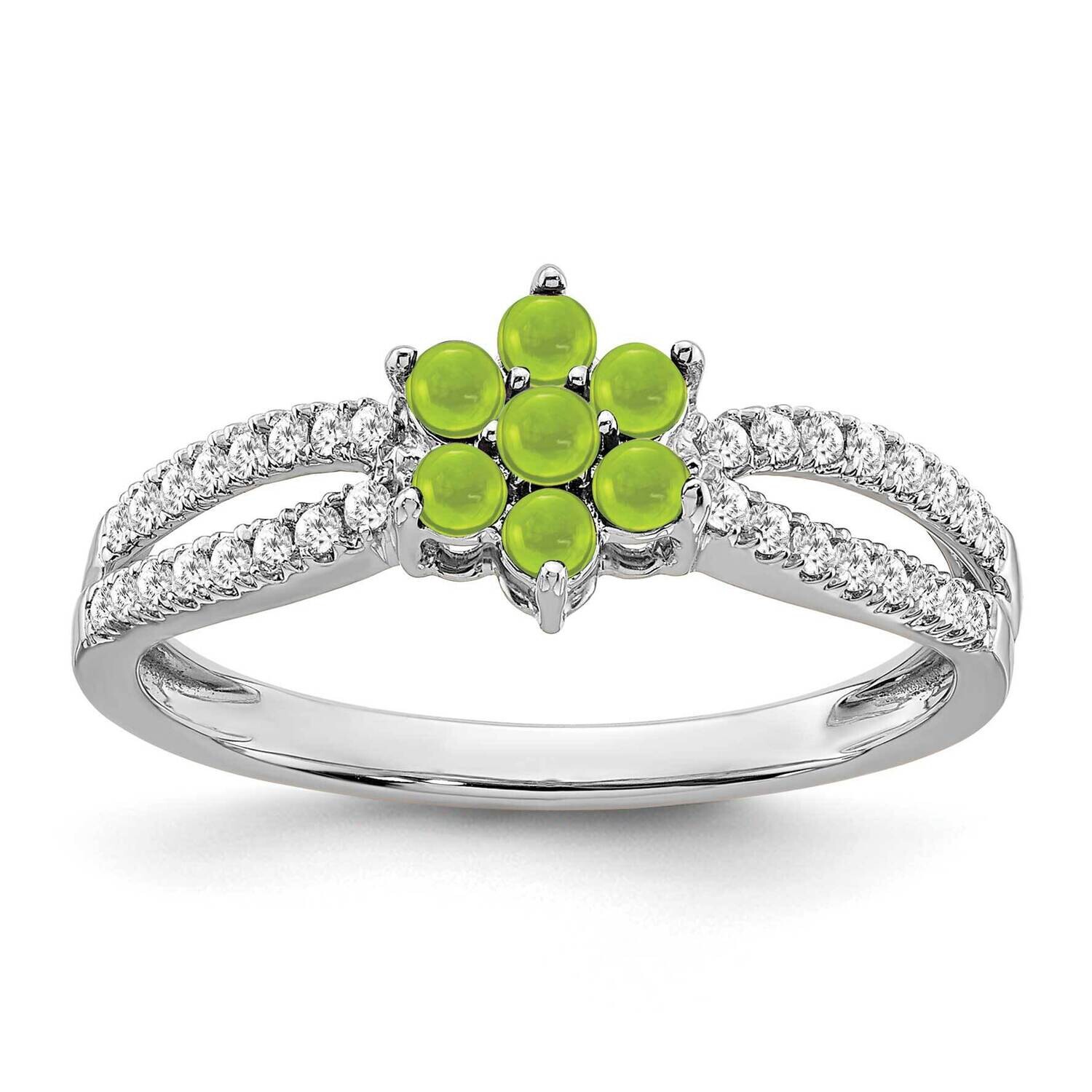 Peridot Diamond Floral Ring 14k White Gold RM7199-PE-019-WA, MPN: RM7199-PE-019-WA, 191101822551