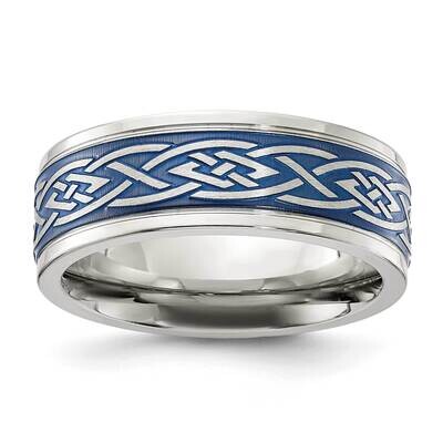 Chisel Polsihed Blue Ip-Plated Celtic Design 8.00mm Band Stainless Steel SR692 by Chisel, MPN: SR69…