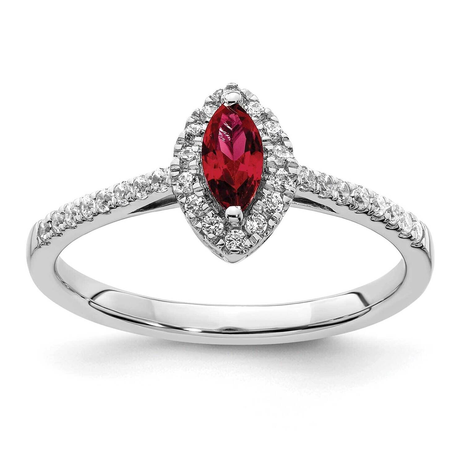 Diamond Created Ruby Ring 14k White Gold RM9355-CRU-020-WAA, MPN: RM9355-CRU-020-WAA, 883957882901