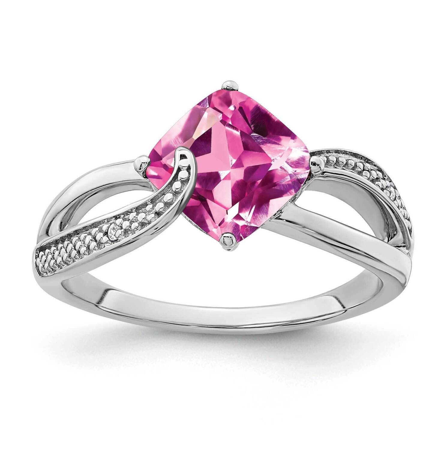 Created Pink Sapphire Diamond Ring Sterling Silver Rhodium-Plated RM7402-CPS-001-SSA, MPN: RM7402-C…