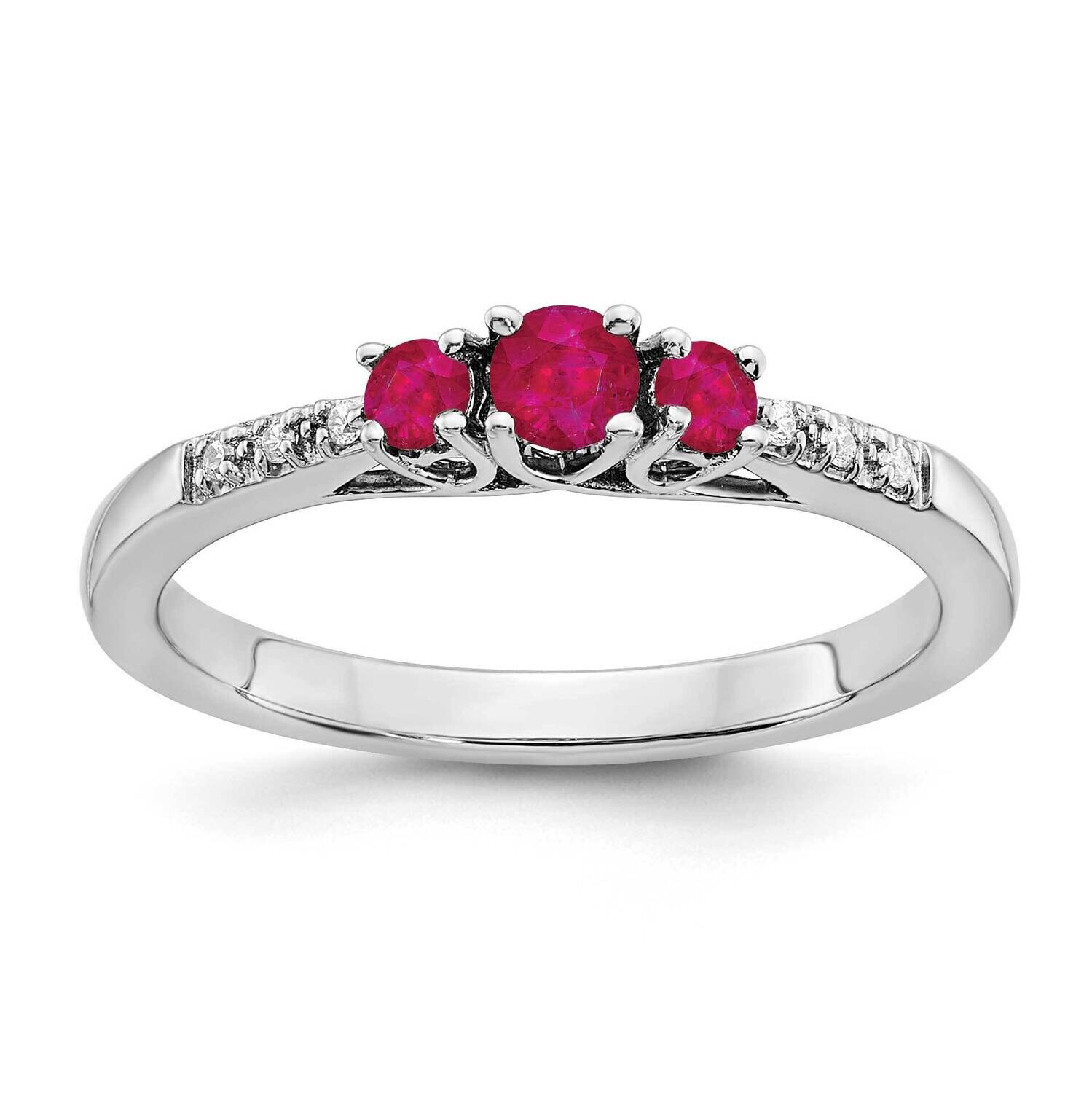 Ruby Diamond 3-Stone Ring 14k White Gold RM7238-RU-003-WA, MPN: RM7238-RU-003-WA, 191101825828