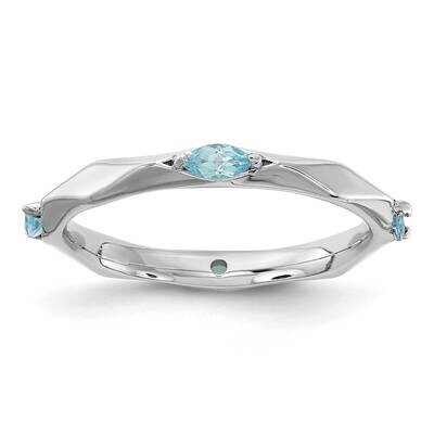 Stackable Expressions Rhodium-Plated Blue Topaz Ring Sterling Silver QSK2239, MPN: QSK2239, 8839575…