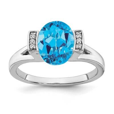 Oval Blue Topaz Diamond Ring 14k White Gold RM7165-BT-003-WA, MPN: RM7165-BT-003-WA, 191101821325
