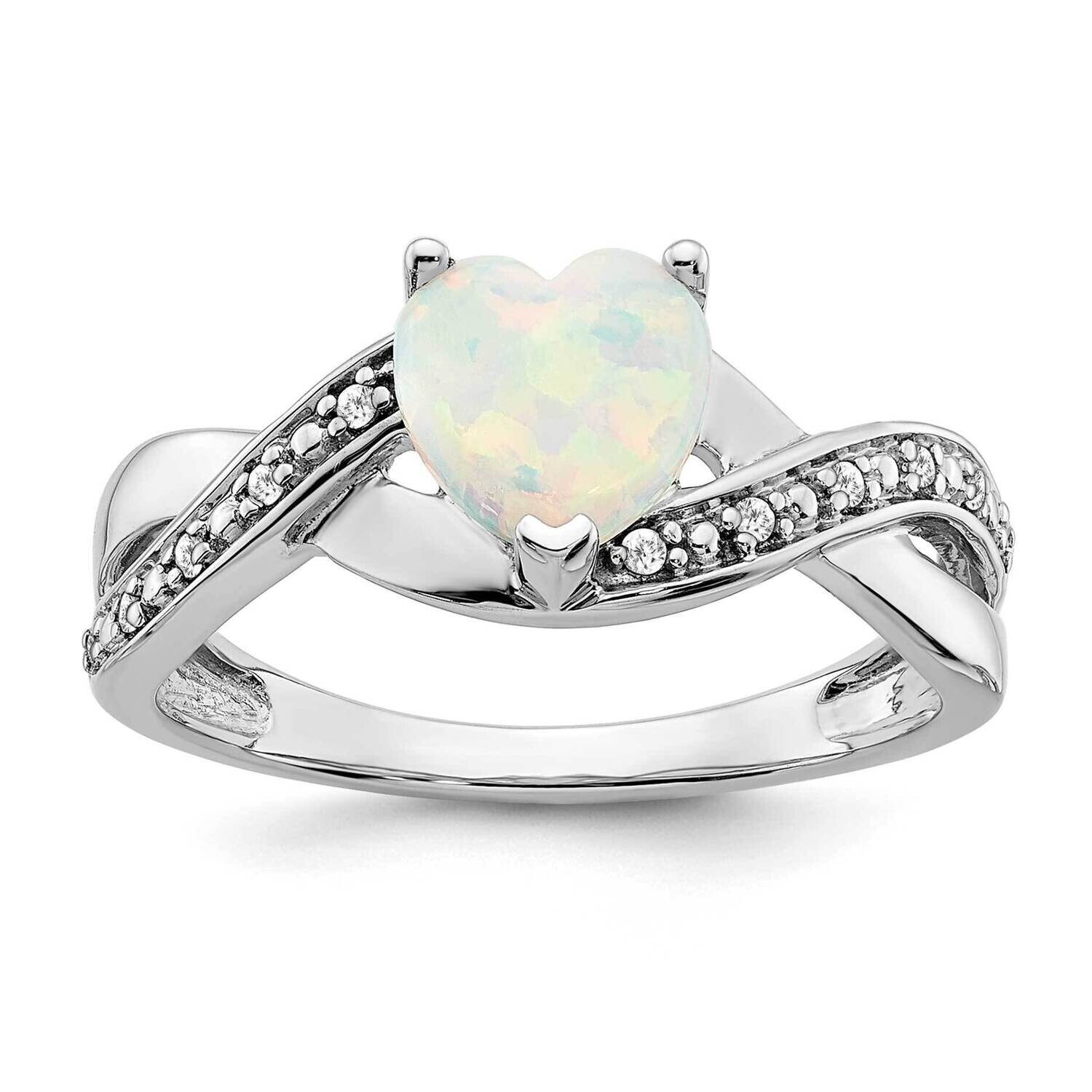 Created Opal Diamond Heart Ring 14k White Gold RM5889-OP-006-WA