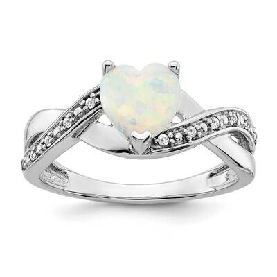 Created Opal Diamond Heart Ring 14k White Gold RM5889-OP-006-WA, MPN: RM5889-OP-006-WA, 886774541679