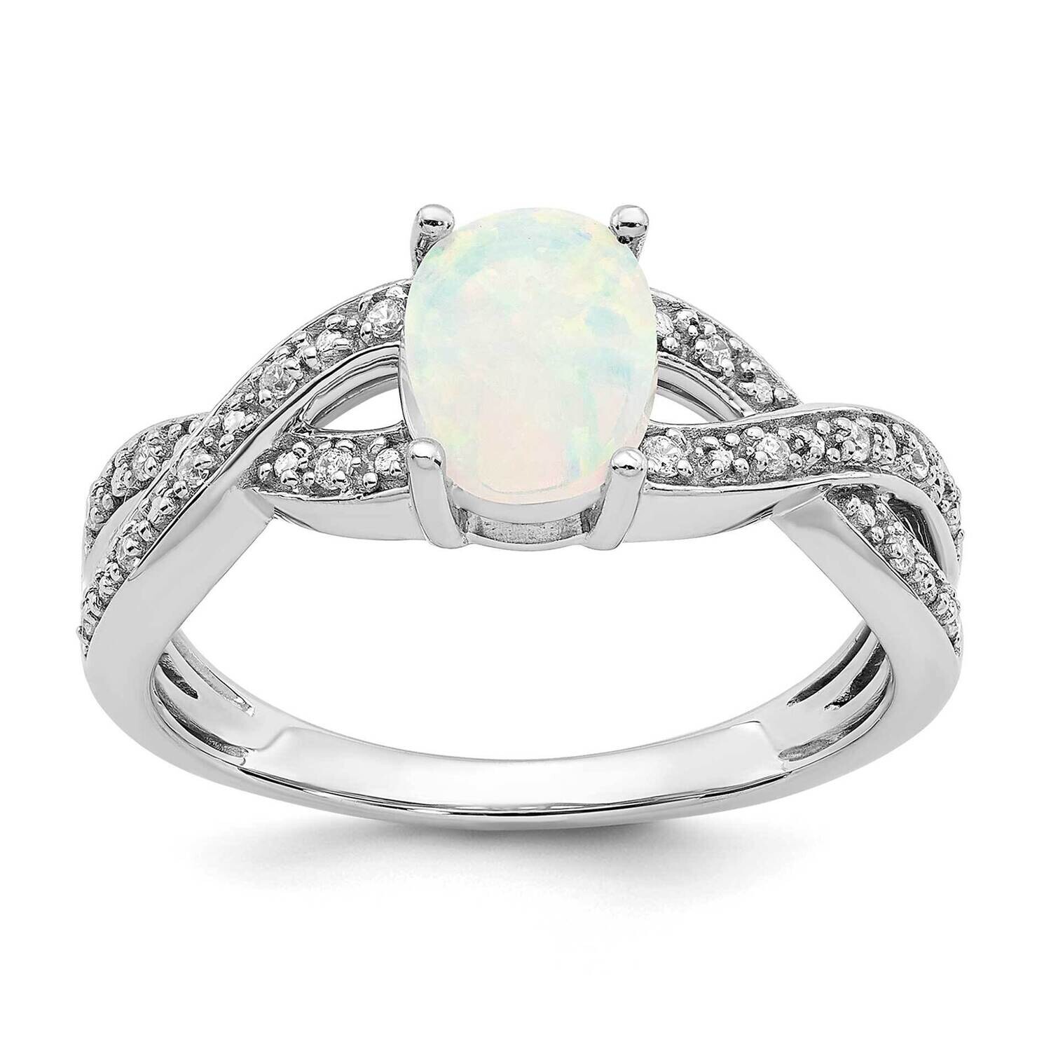 Created Opal Diamond Ring 14k White Gold RM5986-OP-008-WA, MPN: RM5986-OP-008-WA, 191101814150