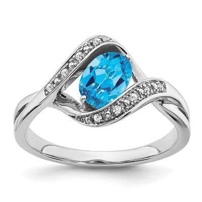 Oval Blue Topaz Diamond Ring 14k White Gold RM5702-BT-005-WA, MPN: RM5702-BT-005-WA, 886774526881