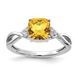 Checkerboard Citrine Diamond Ring 14k White Gold RM4393-CI-006-WA, MPN: RM4393-CI-006-WA,