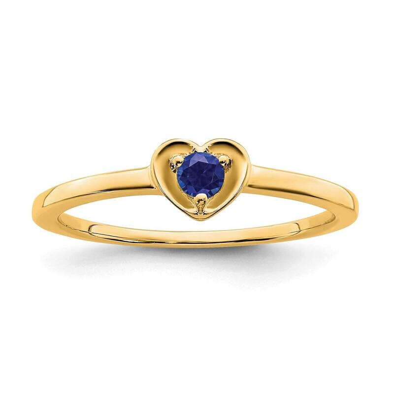 Created Sapphire Heart Ring 14k Gold RM7397-CSA-Y