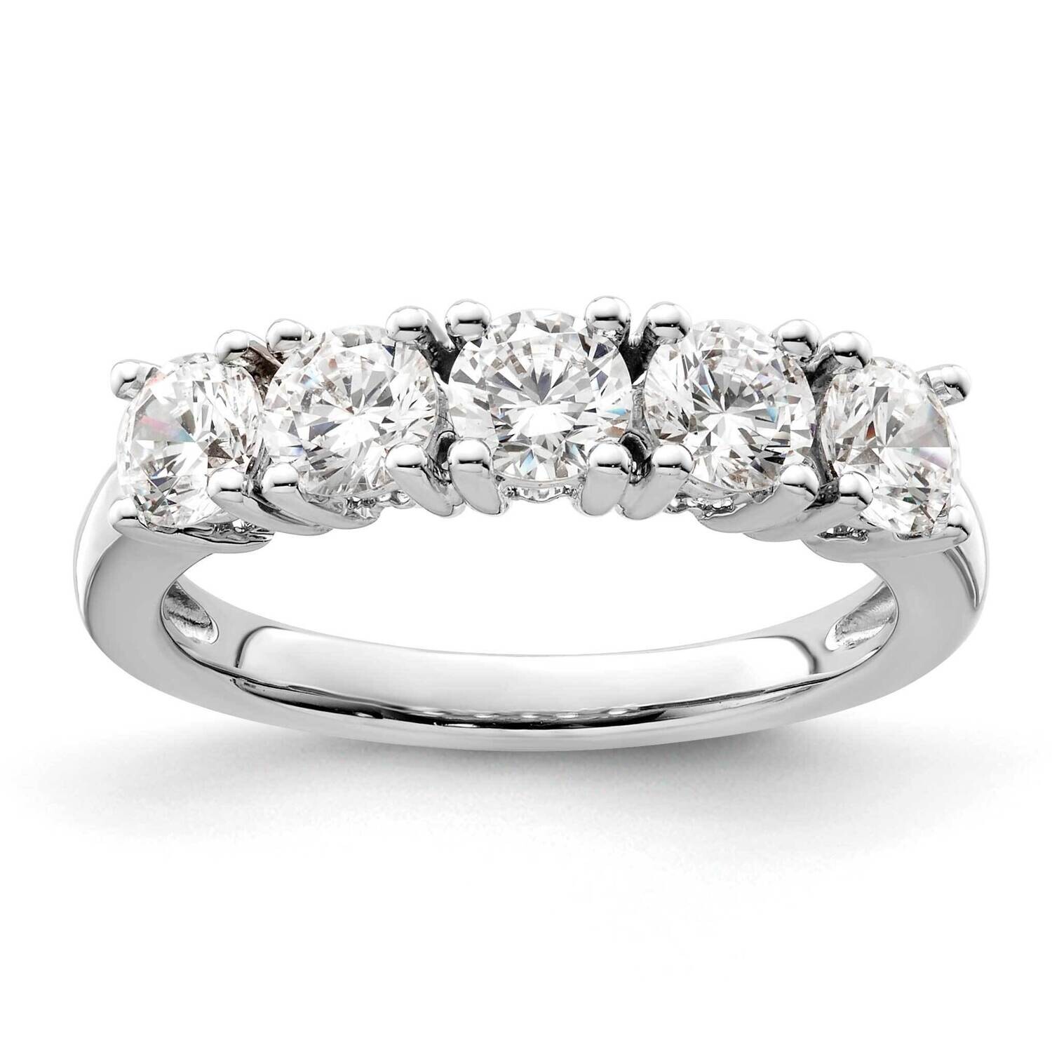 5-Stone Prong-Set Holds 5-4.3mm Round Diamond Band Ring Mounting 14k White Gold RM3181B-150-WAA, MP…
