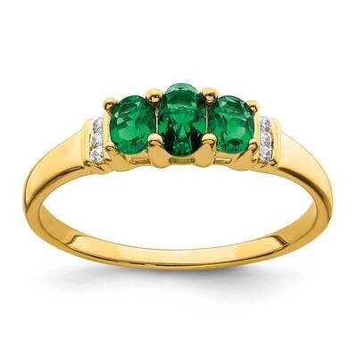 Triple Emerald Diamond 3-Stone Ring 10k Polished Gold RM5764-EM-003-1YA, MPN: RM5764-EM-003-1YA, 88…