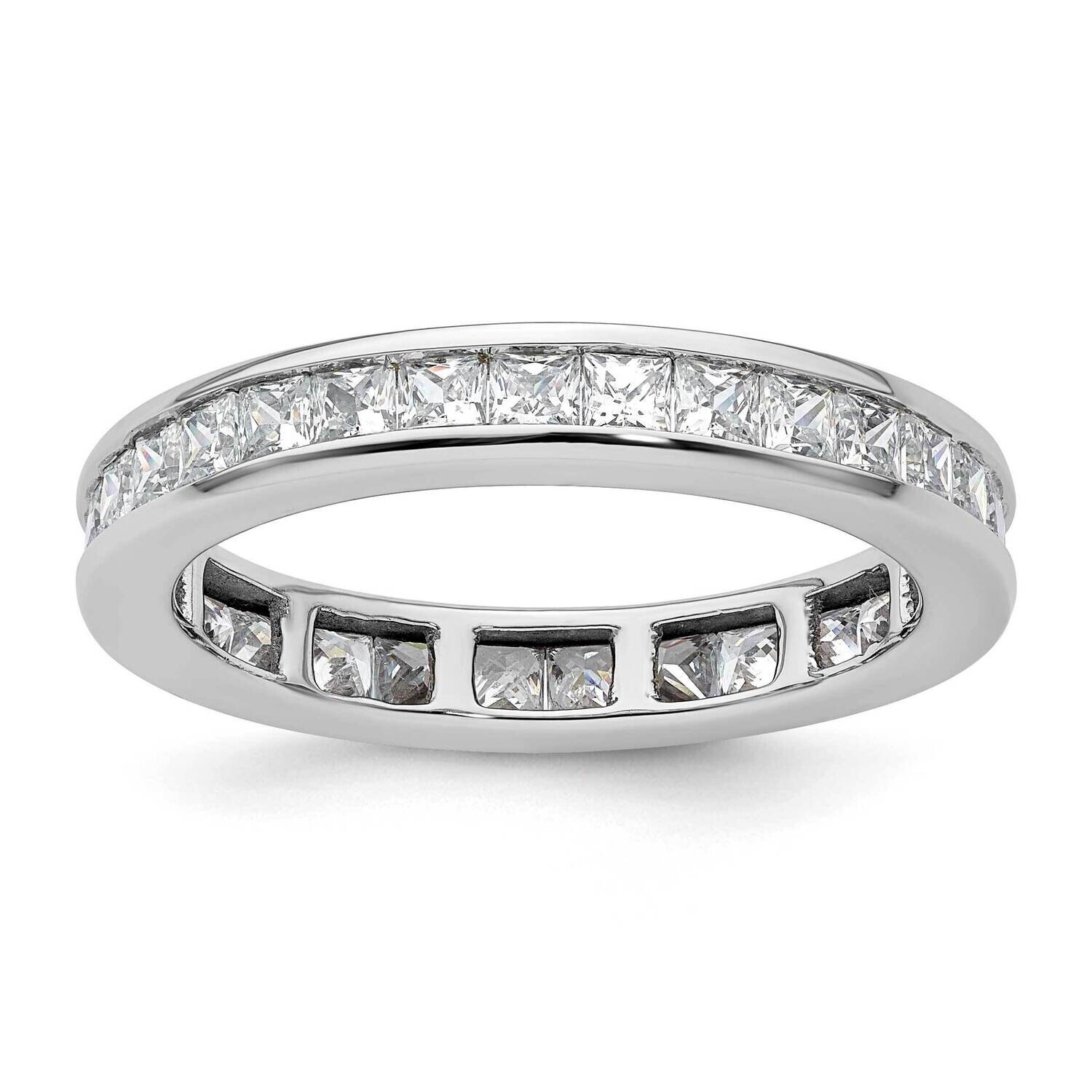 Polished Channel-Set 2 Carat Princess Diamond Complete Eternity Band 14k White Gold ET0010-200-9W4,…