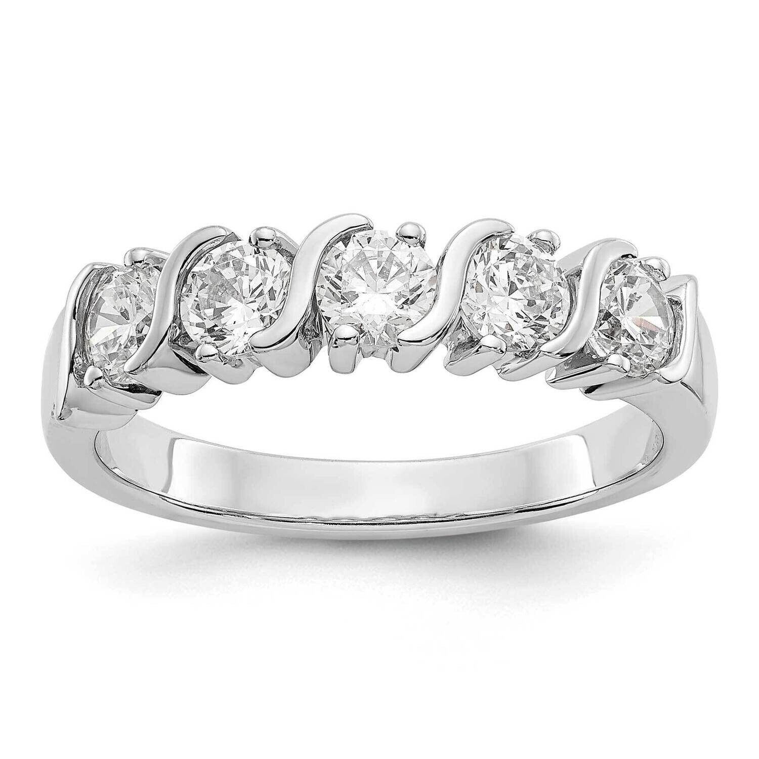 5-Stone Prong-Set Holds 5-3.7mm Round Diamond Band Ring Mounting 14k White Gold RM3290B-100-WAA, MP…
