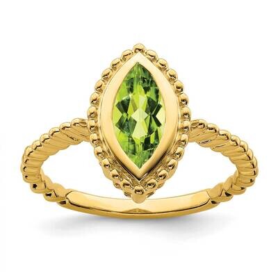 Marquise Peridot Ring 14k Gold RM7204-PE-Y, MPN: RM7204-PE-Y, 191101824418