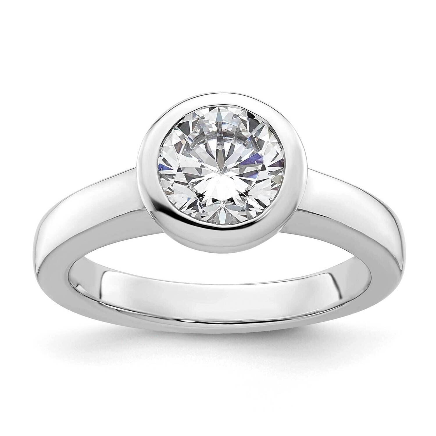 1.5 Carat 7.50 mm Bezel Round Solitaire Engagement Ring Mounting 14k White Gold RM1952E-150-CWAA, M…