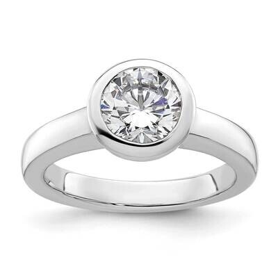 1.5 Carat 7.50 mm Bezel Round Solitaire Engagement Ring Mounting 14k White Gold RM1952E-150-CWAA, M…
