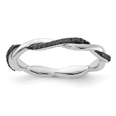 Stackable Expressions Polished Black Diamond Ring Sterling Silver QSK634, MPN: QSK634, 886774077468