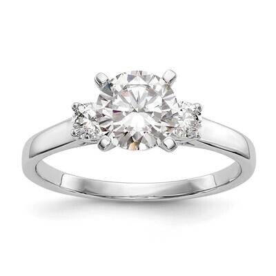 3-Stone Peg Set Center Holds 2-3.00mm Round Sides Engagement Ring Mounting 14k White Gold RM3019E-P…