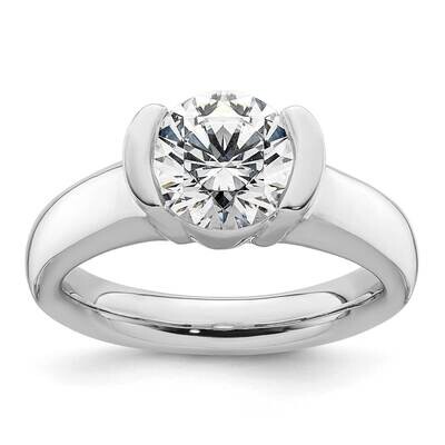 2 Carat 8.20 mm Half-Bezel Round Solitaire Engagement Ring Mounting 14k White Gold RM1953E-200-CWAA…