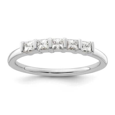 5-Stone Half-Bezel Holds 5-2.2mm Princess Diamond Band Ring Mounting 14k White Gold RM3180B-033-WAA…