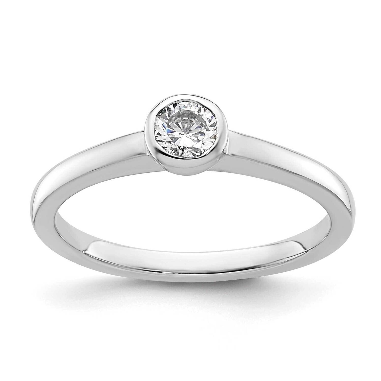 1/4 Carat 4.10 mm Bezel Round Solitaire Engagement Ring Mounting 14k White Gold RM1952E-025-CWAA, M…