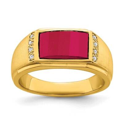 Created Ruby Diamond Mens Ring 14k Gold RM7359-CRU-008-YA, MPN: RM7359-CRU-008-YA, 196904130247