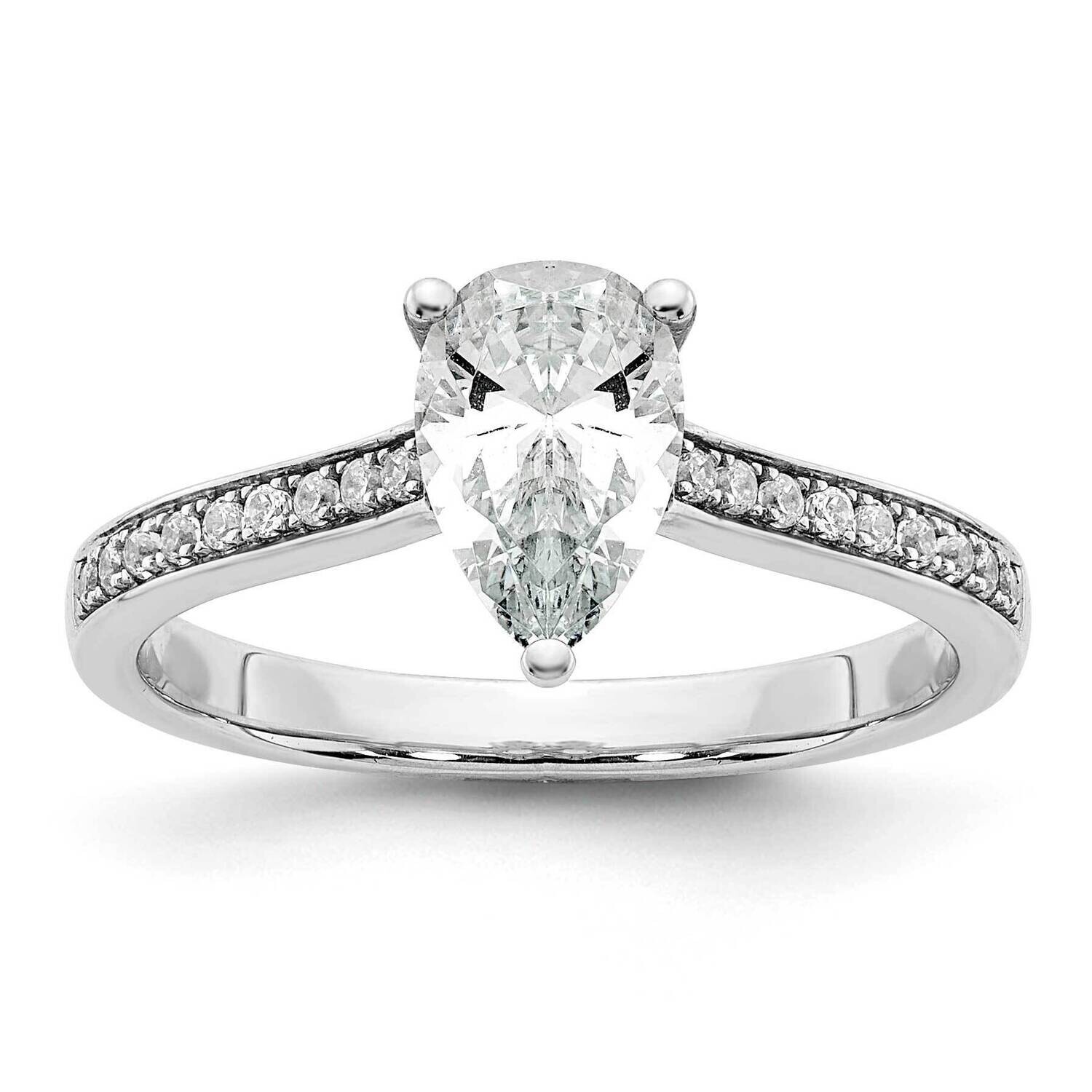 True Origin White Gold 1/4 Carat Diamond Vs/Si D E F Semi Mound Pear Engagement Ring RM8585-100-WAA