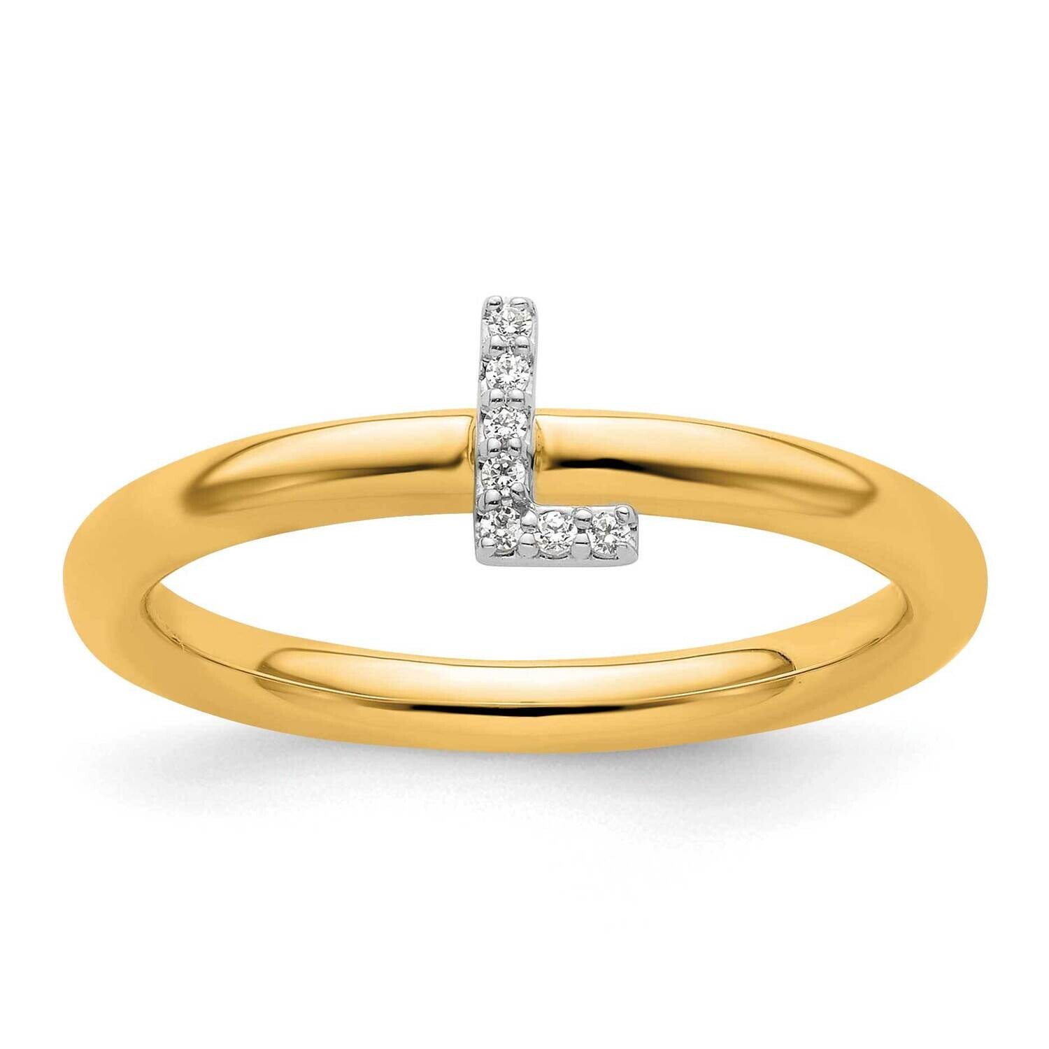 Stackable Diamond Initial L Ring 14k Gold SK2112LY, MPN: SK2112LY,