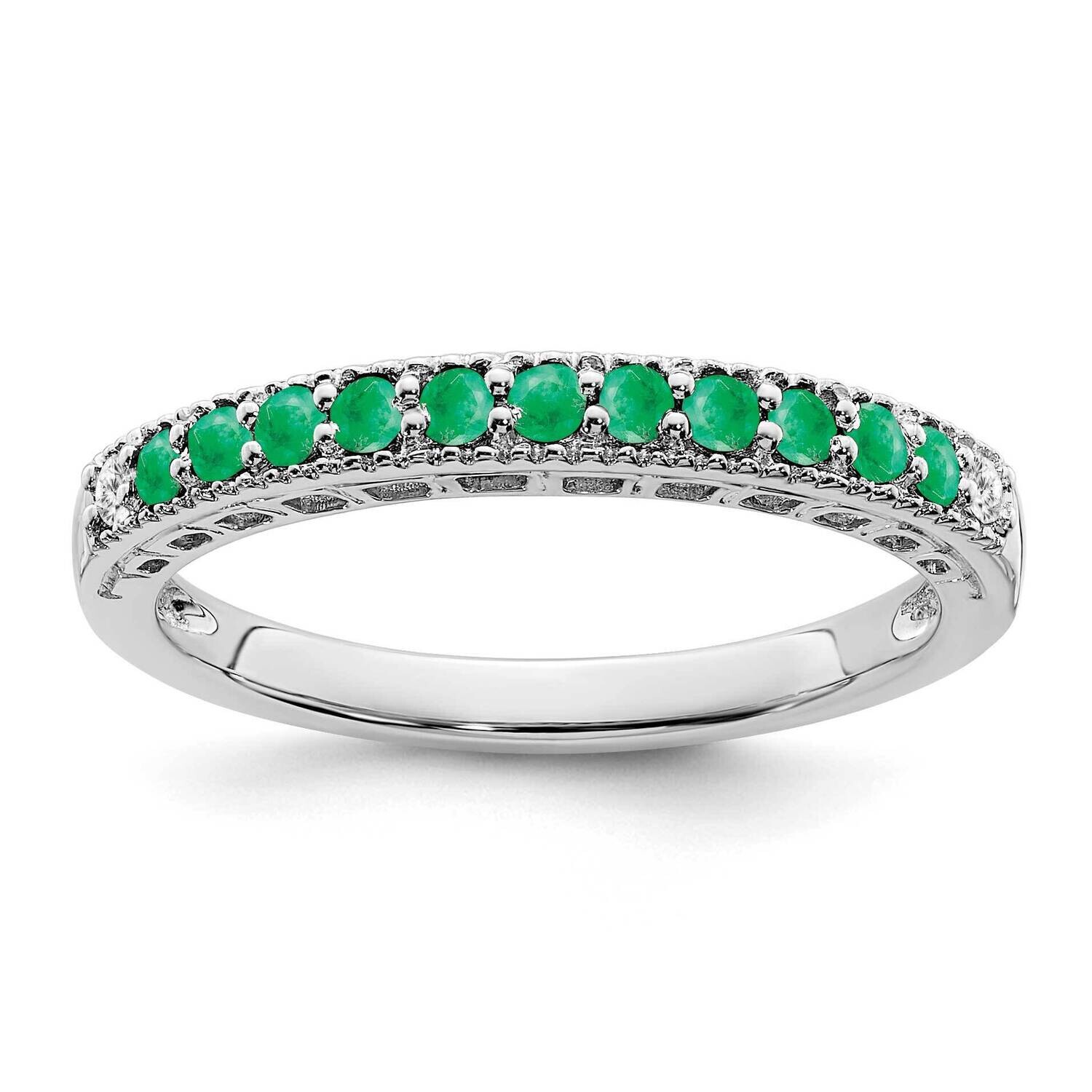 Emerald Diamond Band 14k White Gold RM7244-EM-004-WA, MPN: RM7244-EM-004-WA, 191101826399