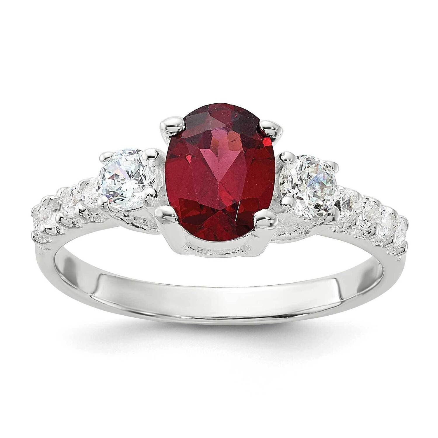 Garnet CZ Ring Sterling Silver Polished QR7615, MPN: QR7615,