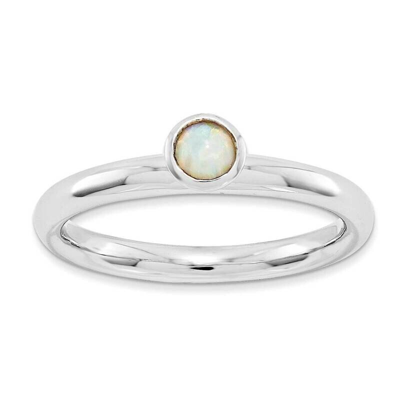 Stackable Expressions High 4mm Rd. Created Opal Ring Sterling Silver QSK987