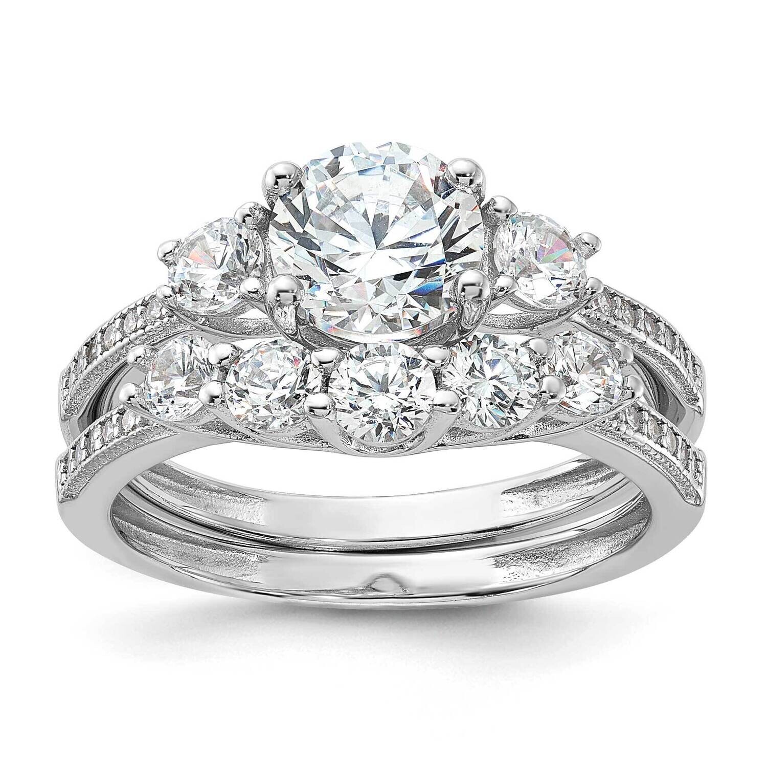 CZ Engagement Ring BSet Sterling Silver Rhodium-Plated QR7554, MPN: QR7554,
