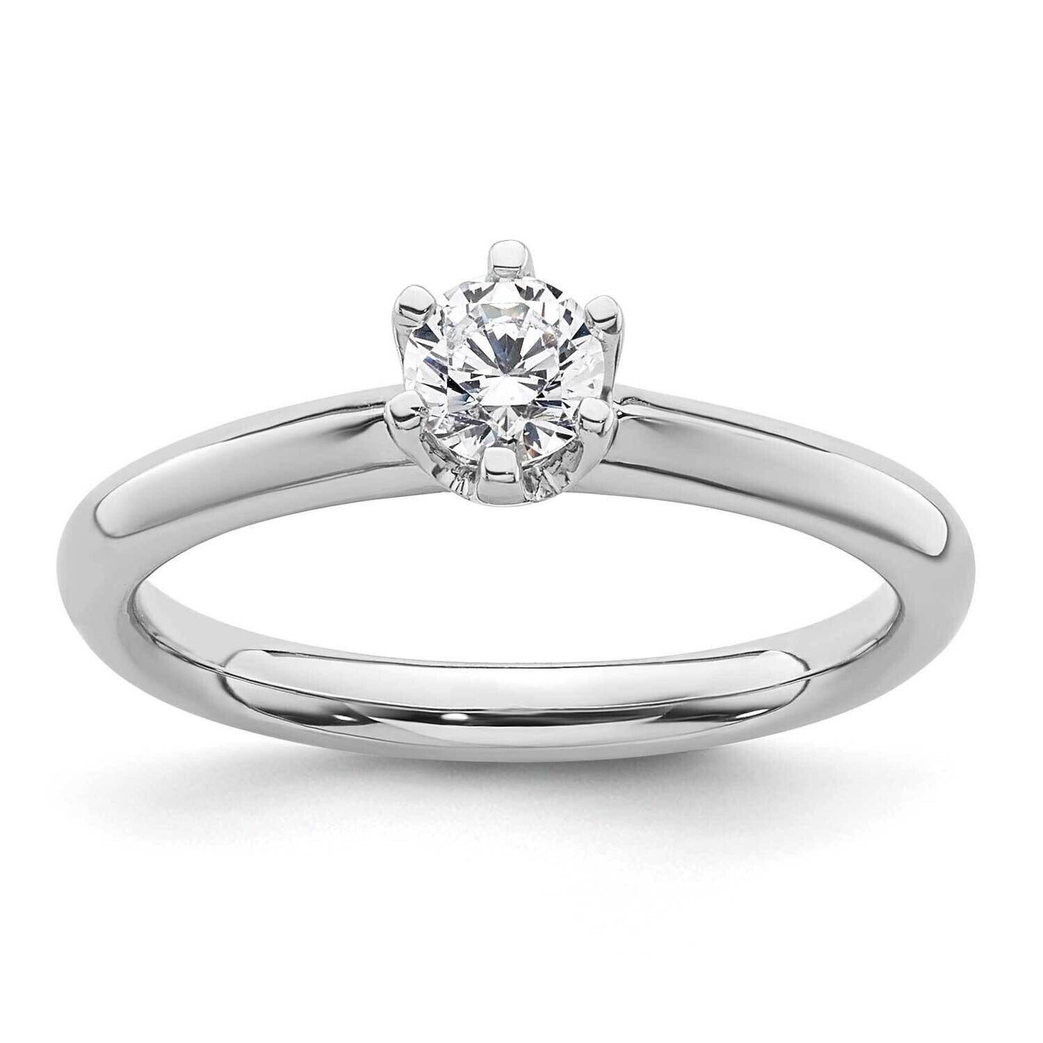 1/3 Carat 4.50 mm 6-Prong Round Solitaire Engagement Ring Mounting 14k White Gold RM1935E-033-CWAA,…