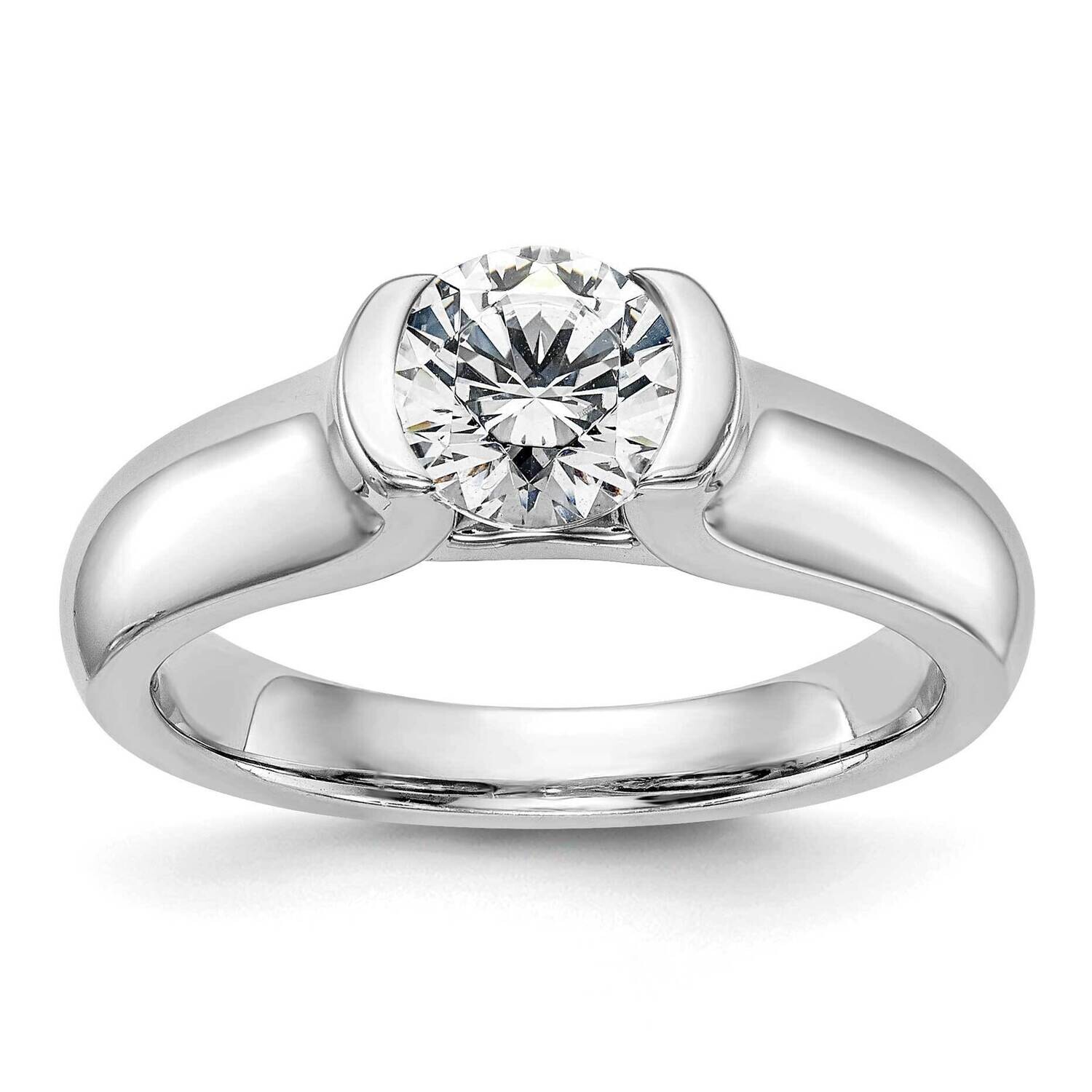 1 Carat 6.50 mm Half-Bezel Round Solitaire Engagement Ring Mounting 14k White Gold RM1951E-100-CWAA…