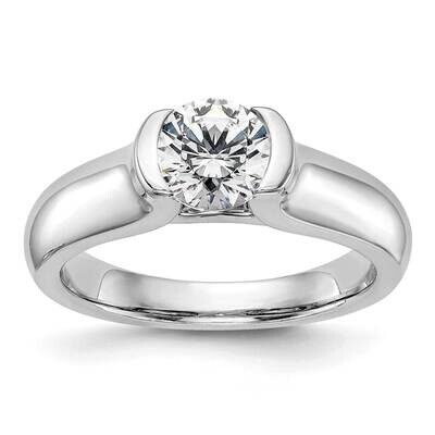 1 Carat 6.50 mm Half-Bezel Round Solitaire Engagement Ring Mounting 14k White Gold RM1951E-100-CWAA…