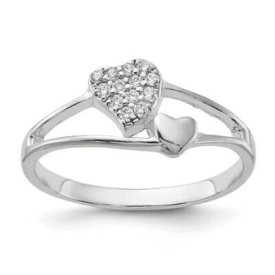 CZ Double Heart Ring Sterling Silver Polished QR7478, MPN: QR7478,