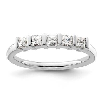 5-Stone Half-Bezel Holds 5-2.5mm Princess Diamond Band Ring Mounting 14k White Gold RM3180B-050-WAA…