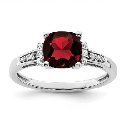 Cushion Garnet Diamond Ring 14k White Gold RM6031-GA-009-WA, MPN: RM6031-GA-009-WA, 191101814334