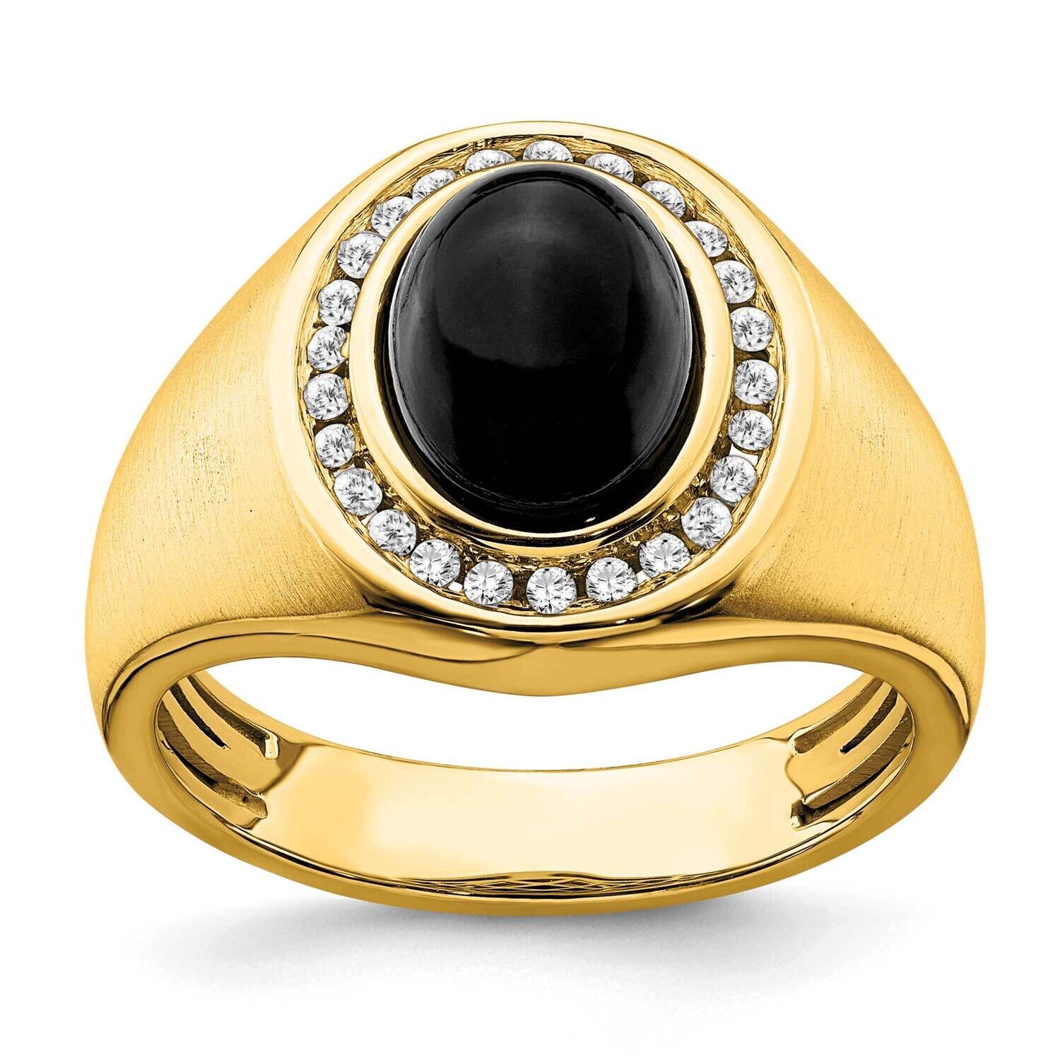 Diamond Oval Onyx Men&#39;s Ring 14k Gold RM7319-OX-028-YA