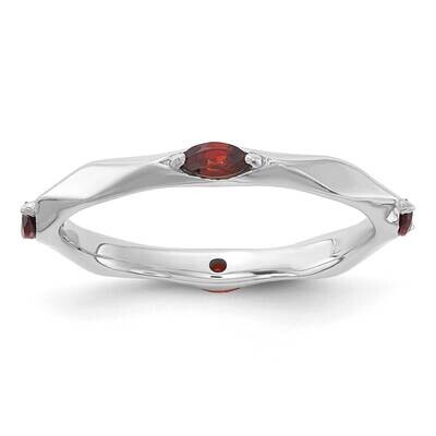 Stackable Expressions Rhodium-Plated Garnet Ring Sterling Silver QSK2228, MPN: QSK2228, 883957509051