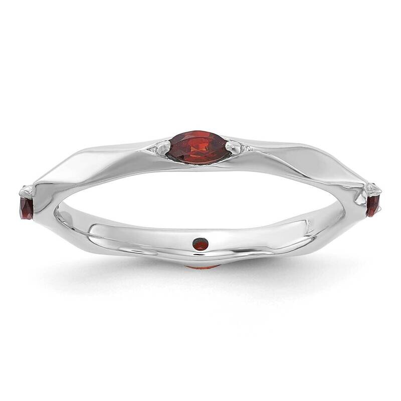 Stackable Expressions Rhodium-Plated Garnet Ring Sterling Silver QSK2228