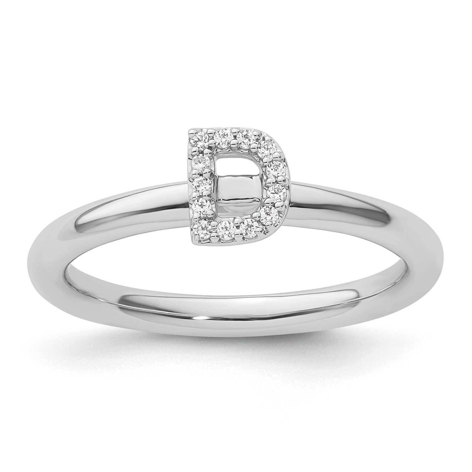 Stackable Diamond Initial D Ring 14k White Gold SK2112DW
