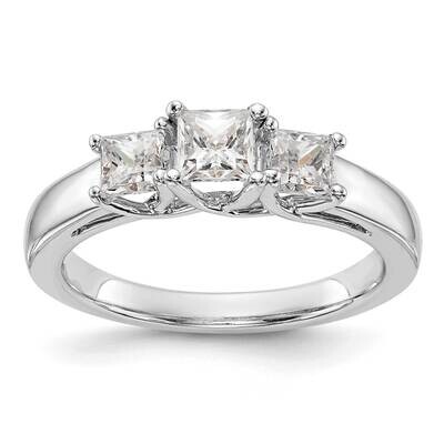3-Stone Holds 3/8 Carat 4.1mm Princess Center 2-3.8mm Princess Sides Engagement Ring Mounting 14k W…